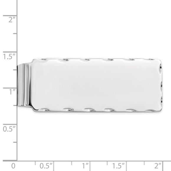 Rhodium Plated Sterling Silver Accent Edge FoldOver Money Clip 19x51mm - Picture 2 of 4